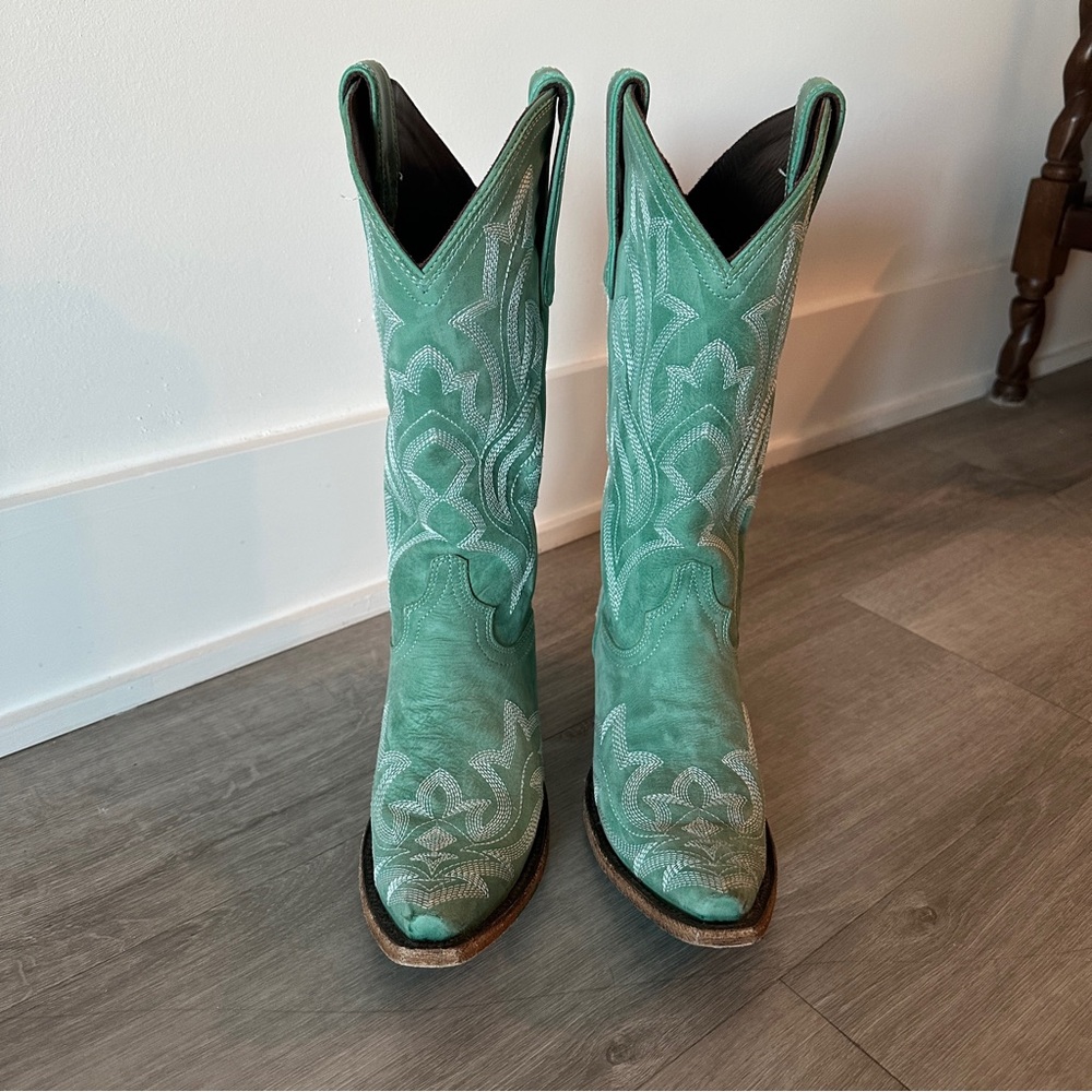 Lane Saratoga Boots with Snip Toe in Taos Turquoise Size 7 - Picture 6 of 10